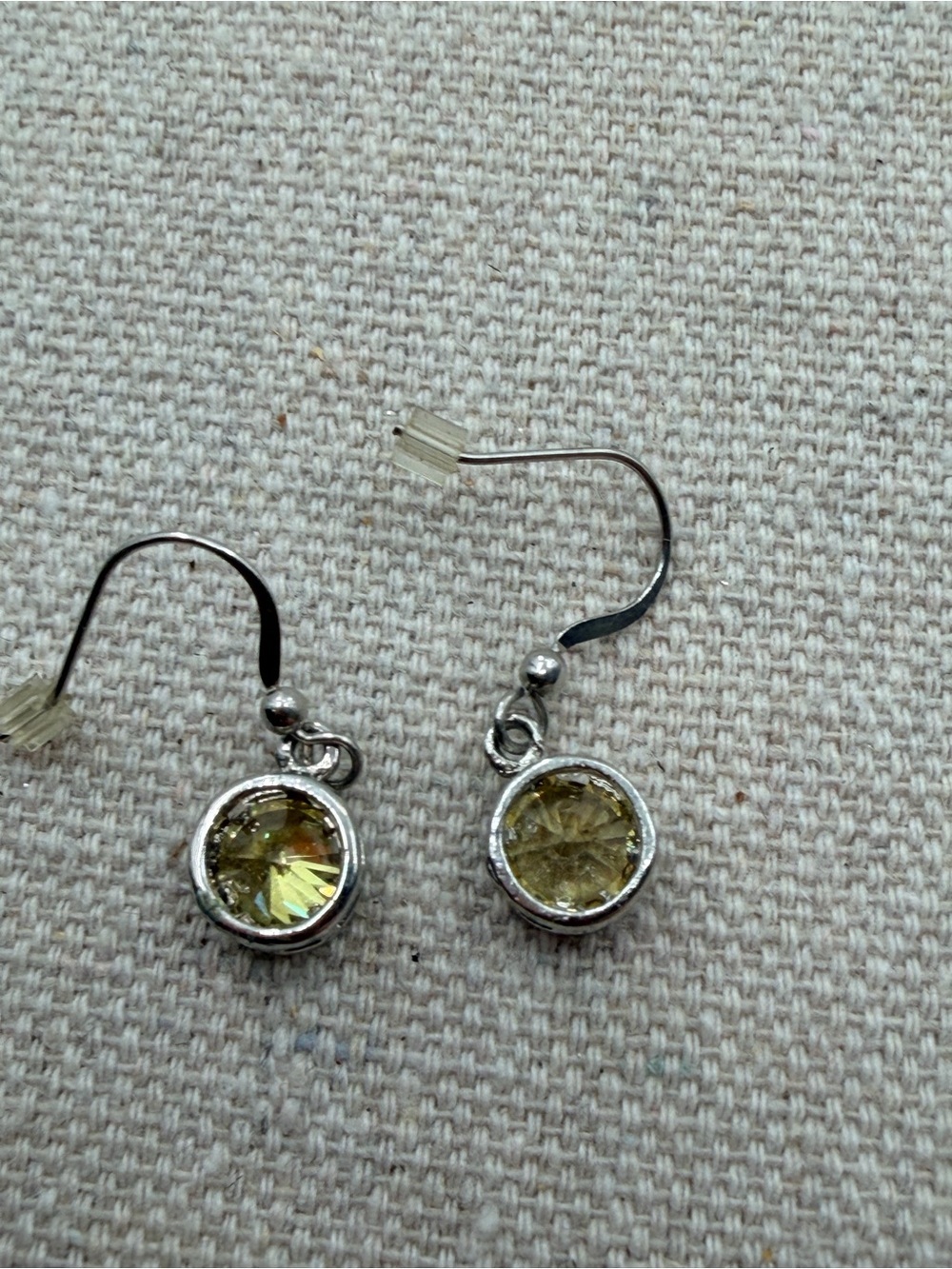Yellow Crystal Drop Earrings - Unbranded Silver Tone